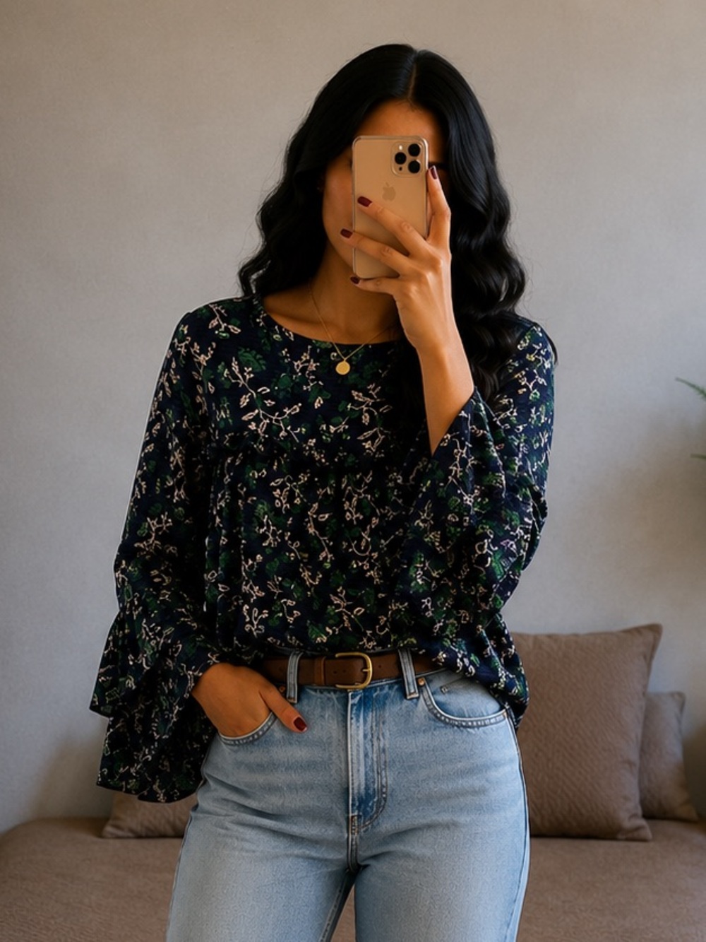 Michael Kors Navy Floral Blouse